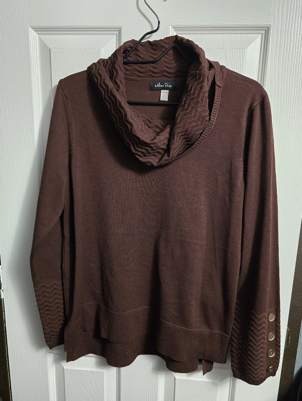 Melissa Paige Chocolate Brown Cowl Neck Sweater